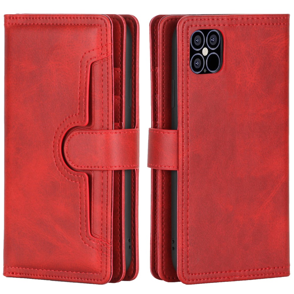Læder multi-slot tegnebog iPhone 13 rød