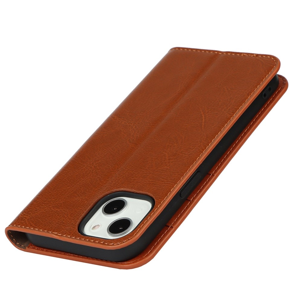 Mobiltaske Ægte Læder iPhone 13 brun