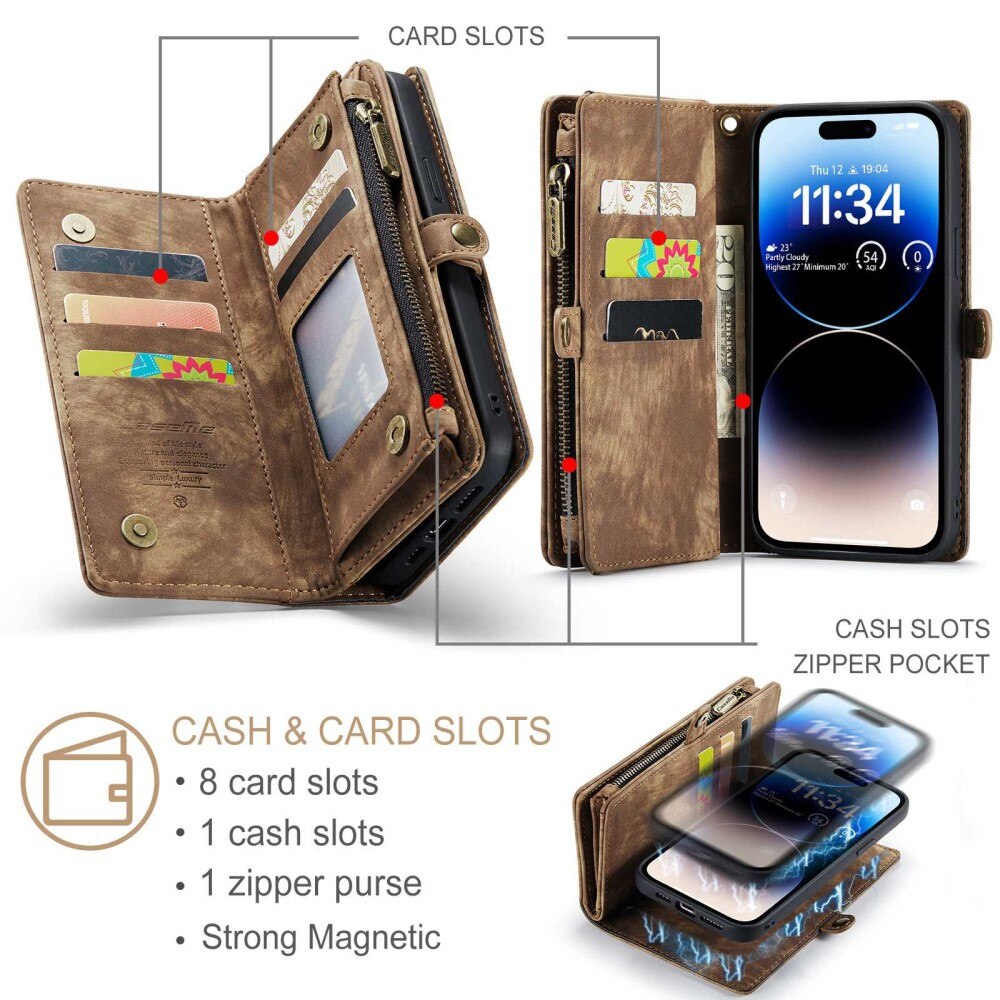 Multi-slot Mobiltaske iPhone 13 Pro Max brun