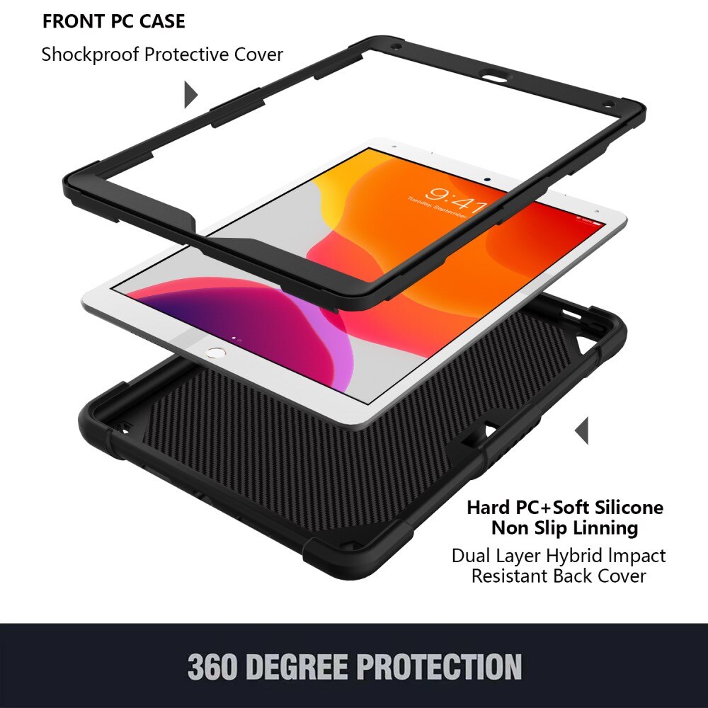 Hybridcover sommerfugl iPad 10.2 9th Gen (2021) sort