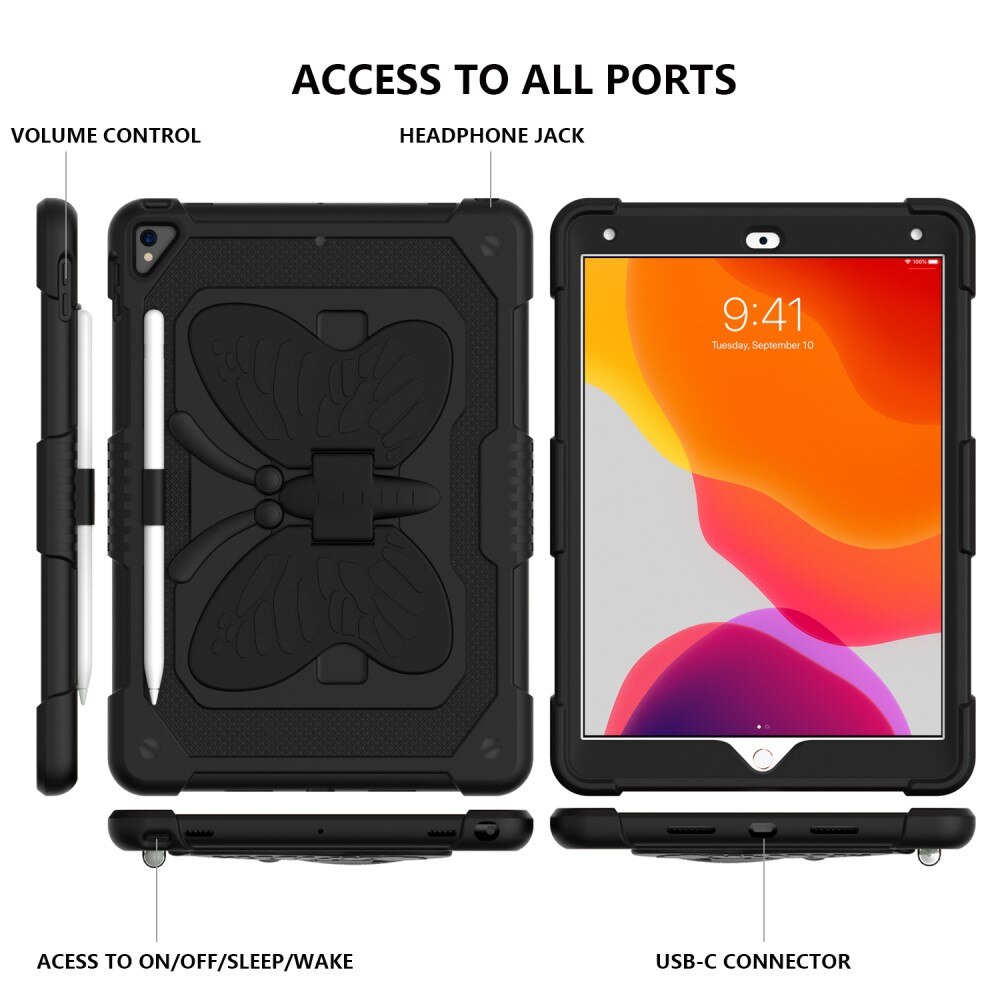 Hybridcover sommerfugl iPad 10.2 7th Gen (2019) sort