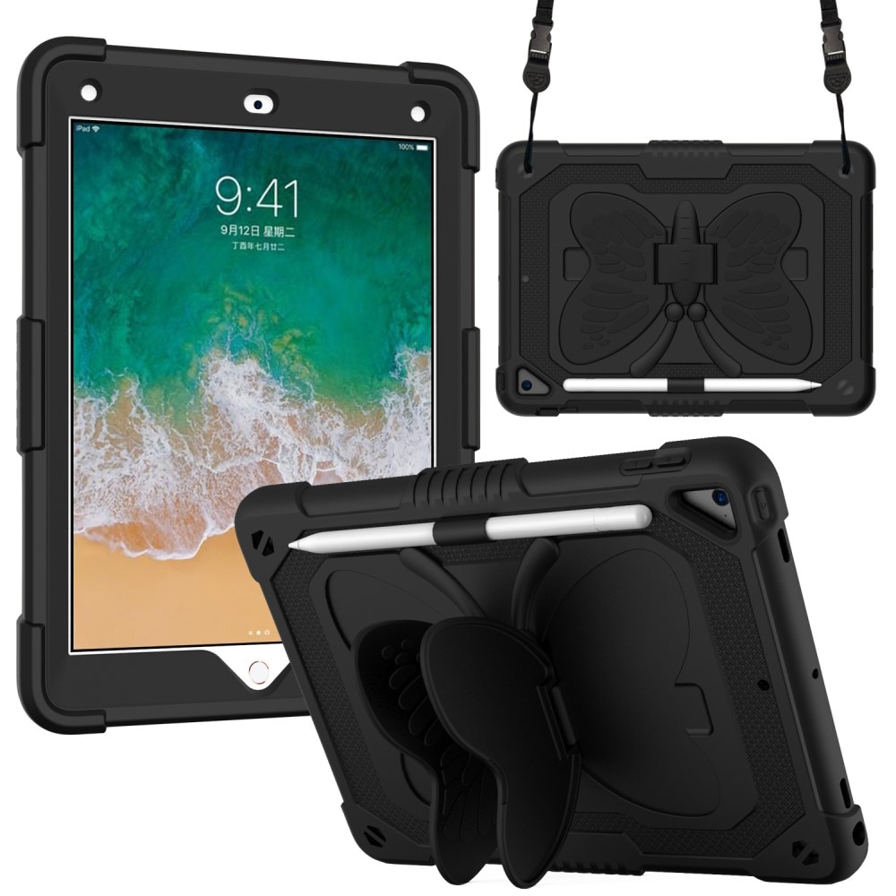 Hybridcover sommerfugl iPad 9.7 6th Gen (2018) sort