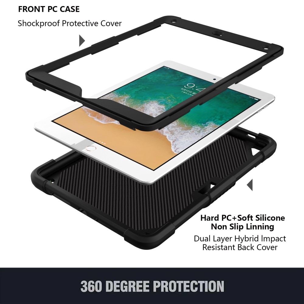 Hybridcover sommerfugl iPad 9.7 6th Gen (2018) sort