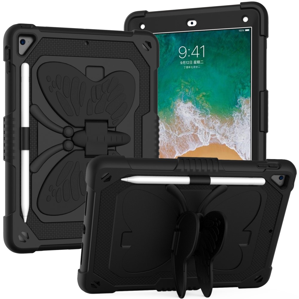 Hybridcover sommerfugl iPad 9.7 6th Gen (2018) sort