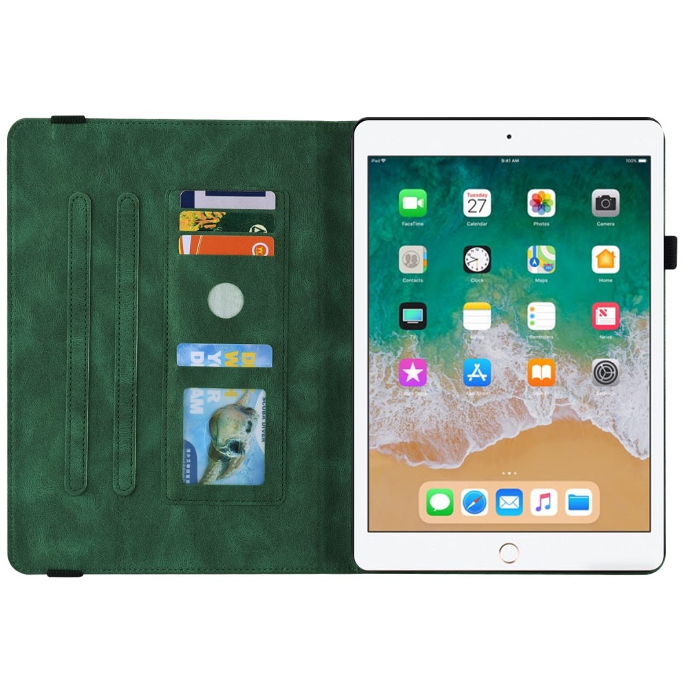 Læderetui Sommerfugle iPad 9.7 5th Gen (2017) grøn