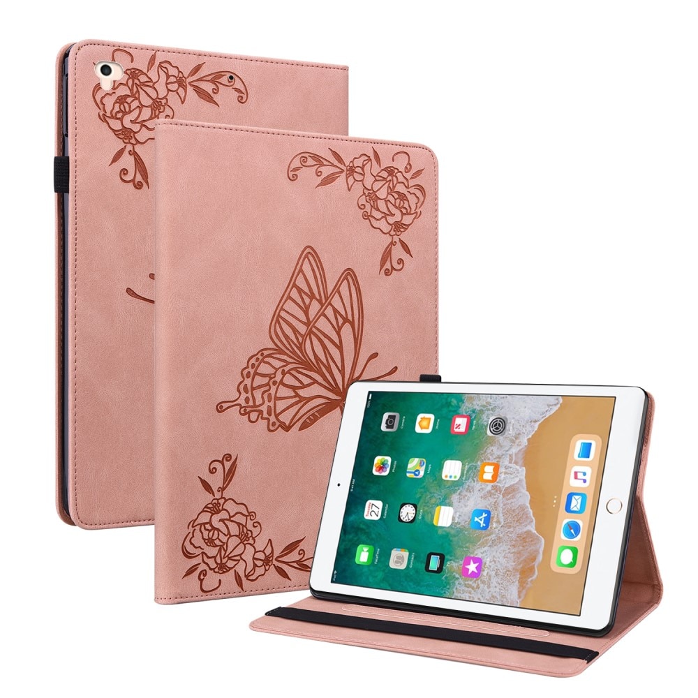 Læderetui Sommerfugle iPad 9.7 6th Gen (2018) lyserød