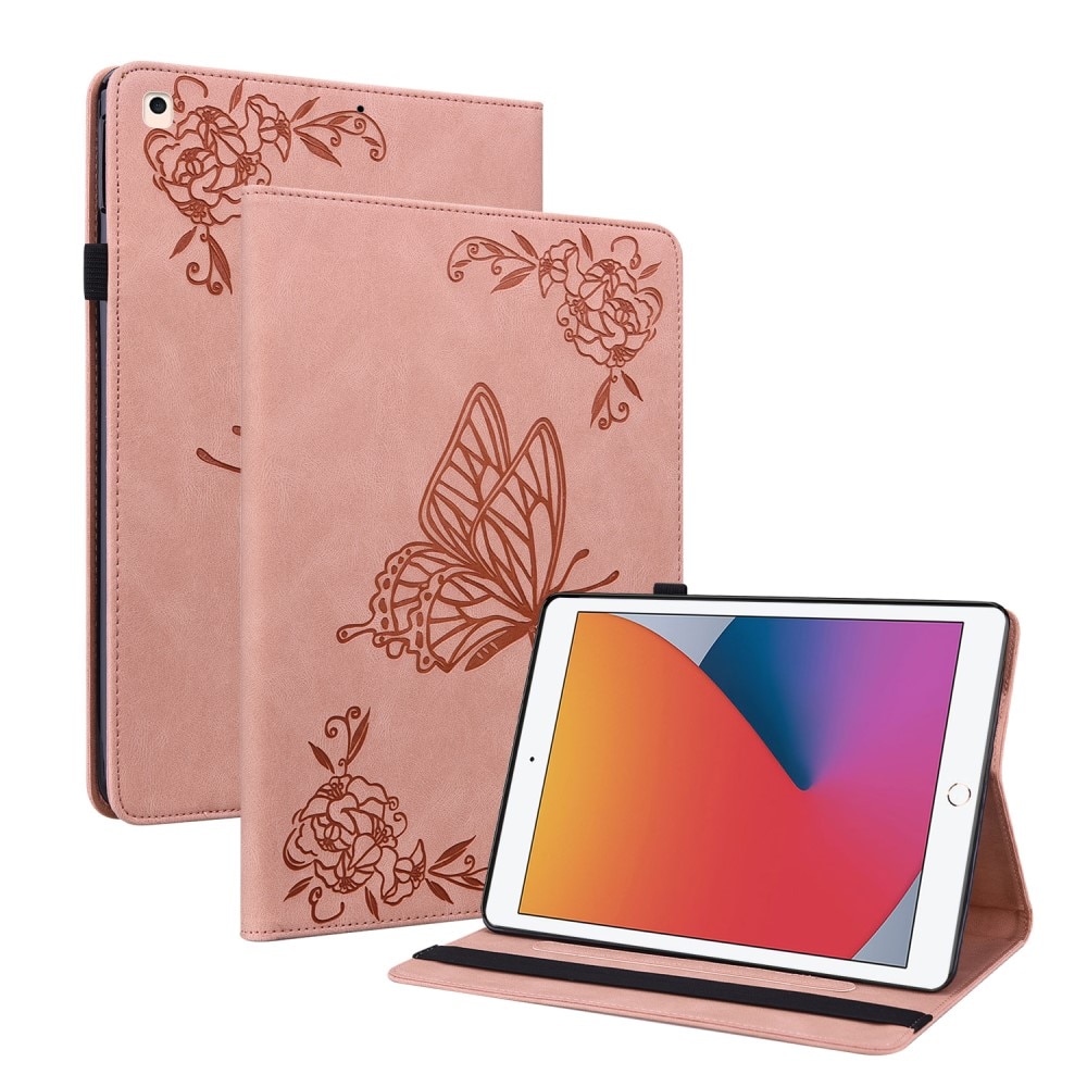 Læderetui Sommerfugle iPad 10.2 8th Gen (2020) lyserød