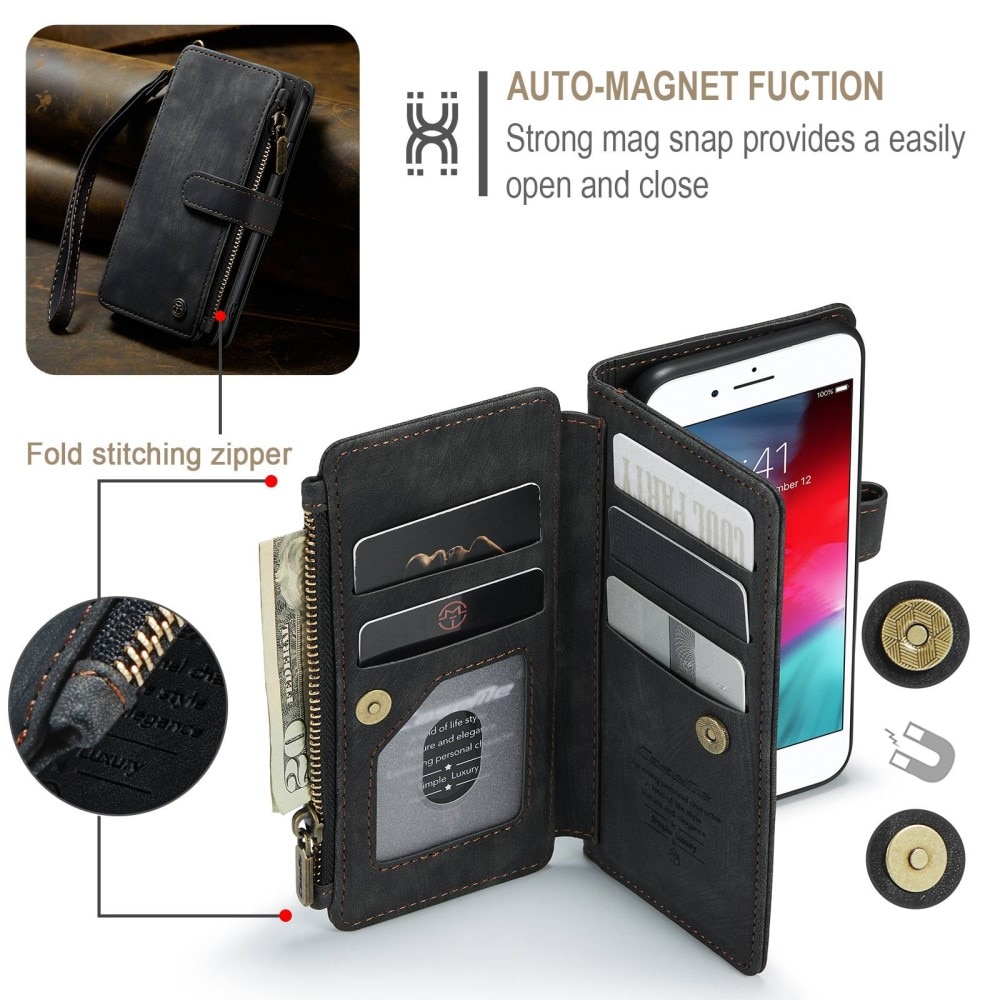 Zipper Wallet iPhone 8 sort