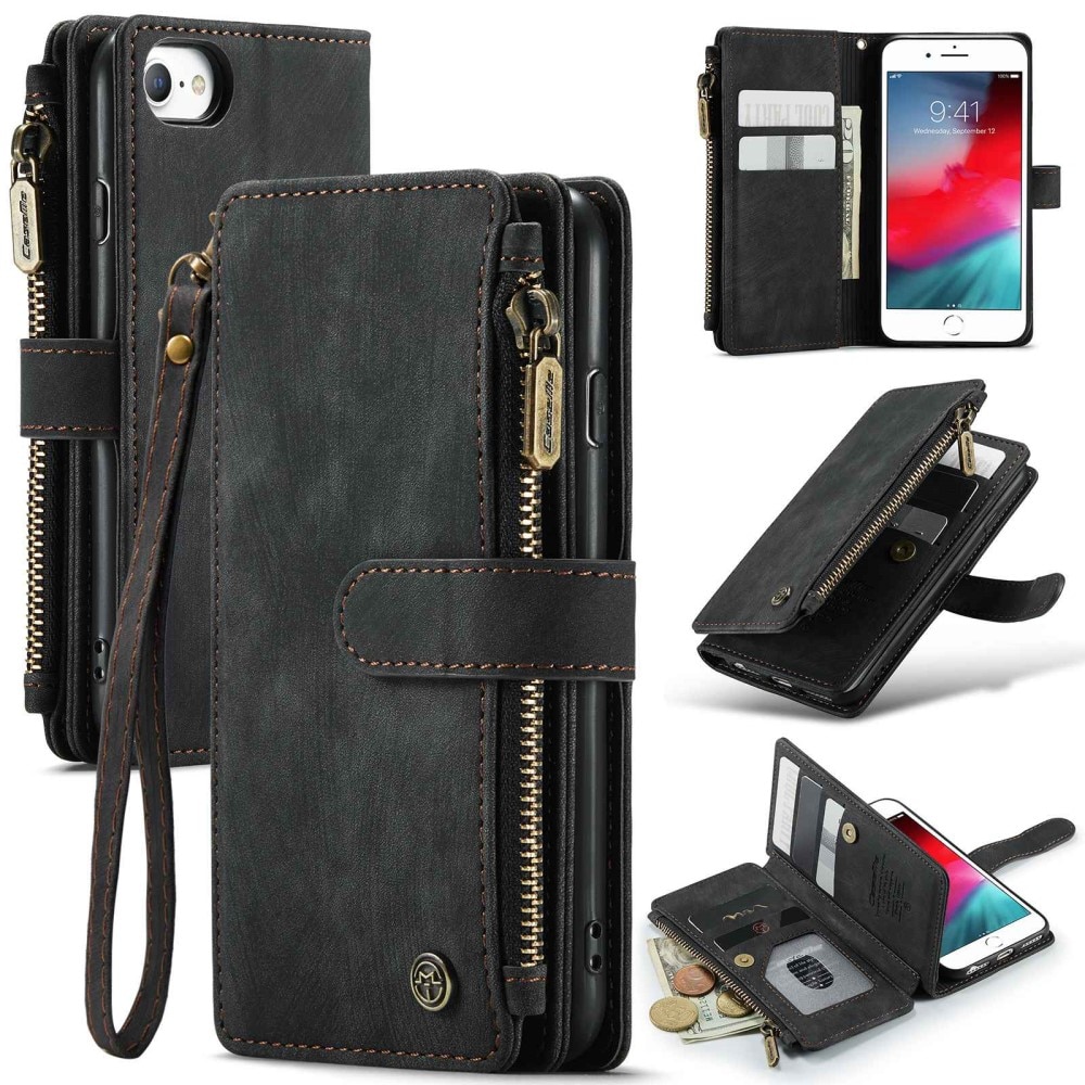 Zipper Wallet iPhone 6/6S/7/8/SE sort