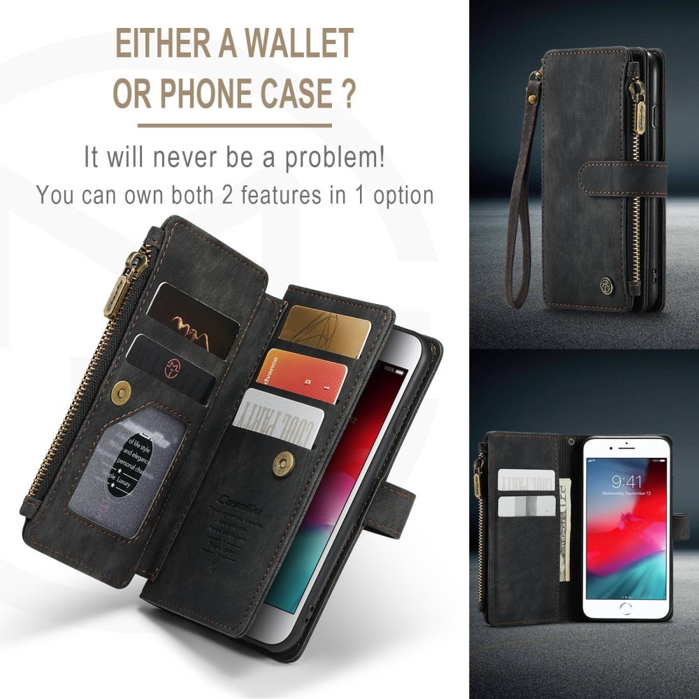 Zipper Wallet iPhone 8 sort