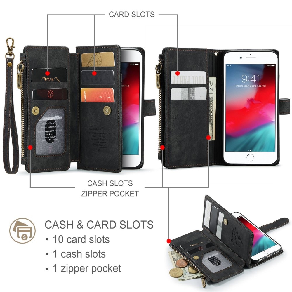 Zipper Wallet iPhone 8 sort