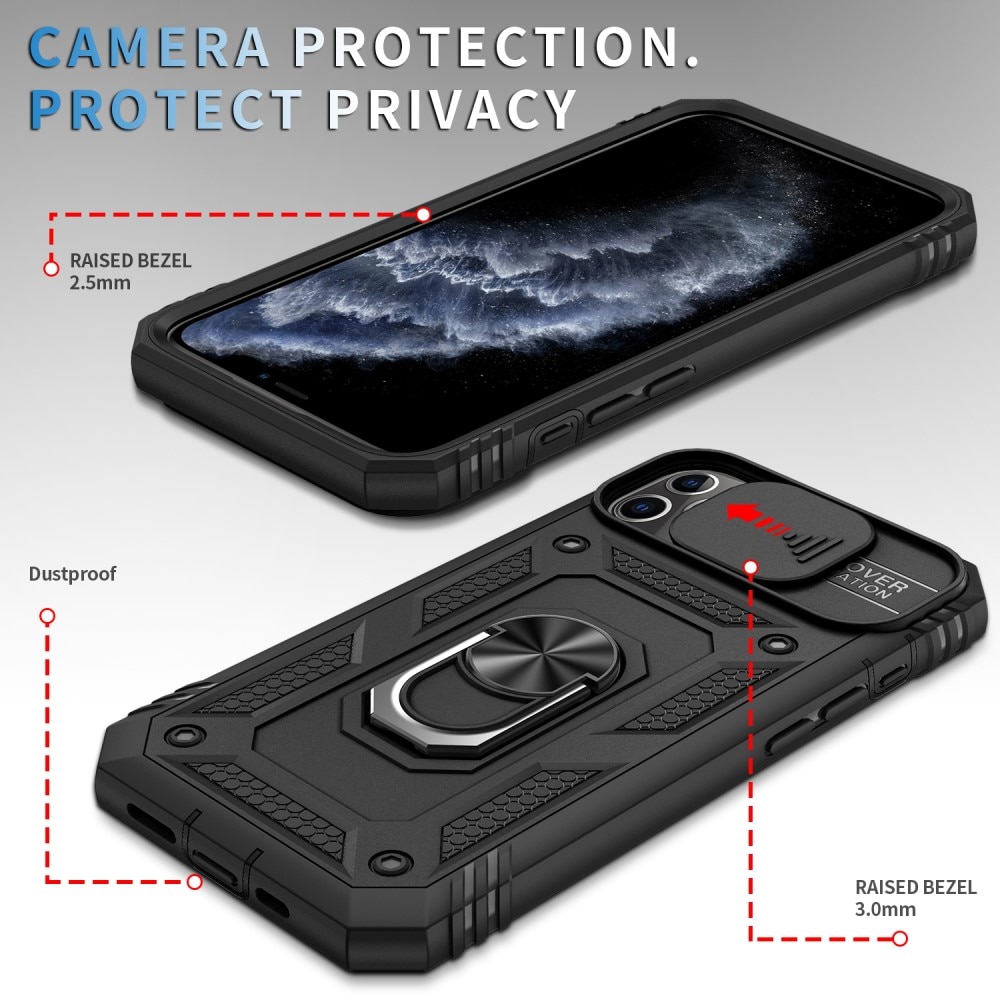 Hybridcover Tech Ring+Kamerabeskyttelse iPhone 11 Pro Max sort