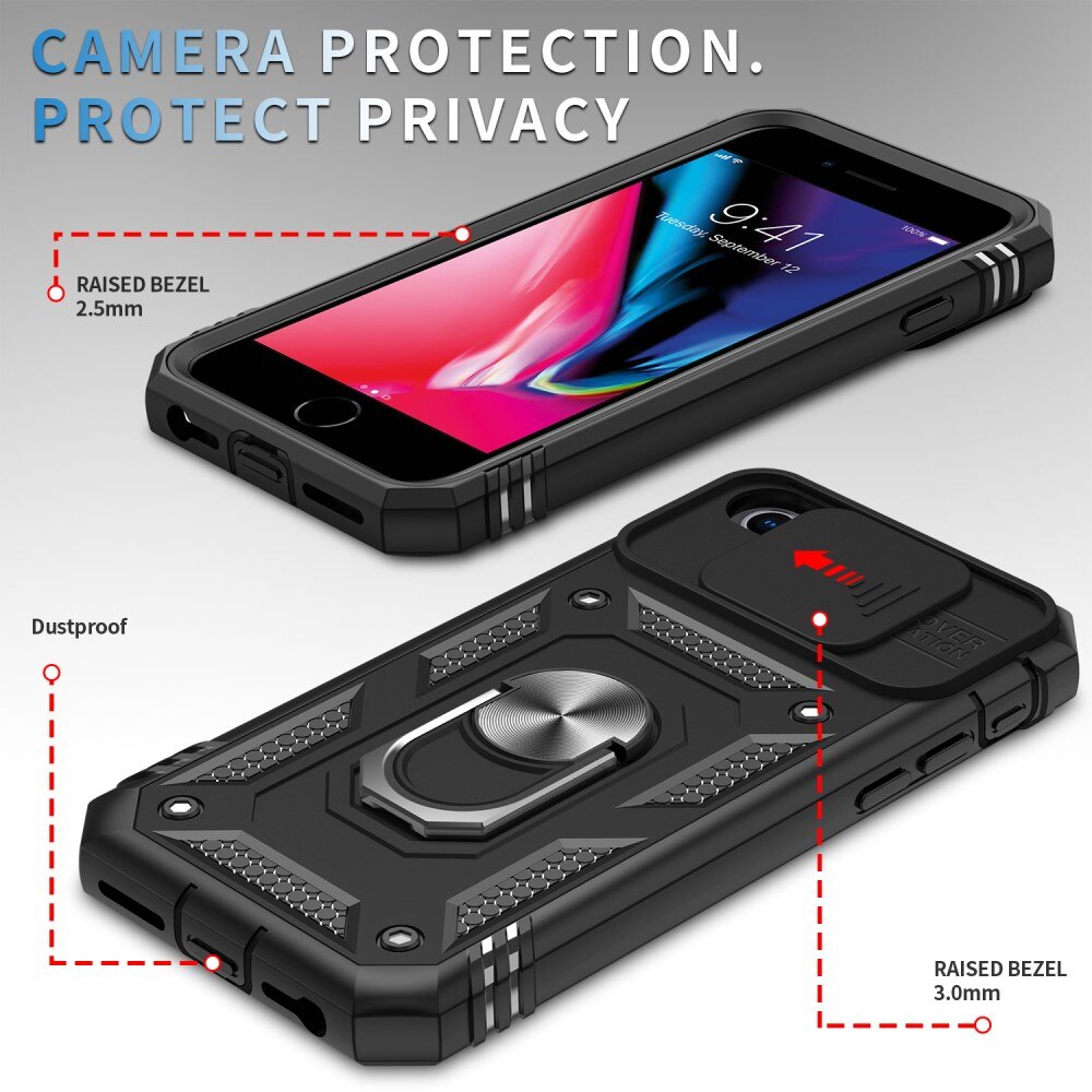Hybridcover Ring + Kamerabeskyttelse Apple iPhone SE 2020/iPhone SE 2022/iPhone 8/iPhone 7 Sort