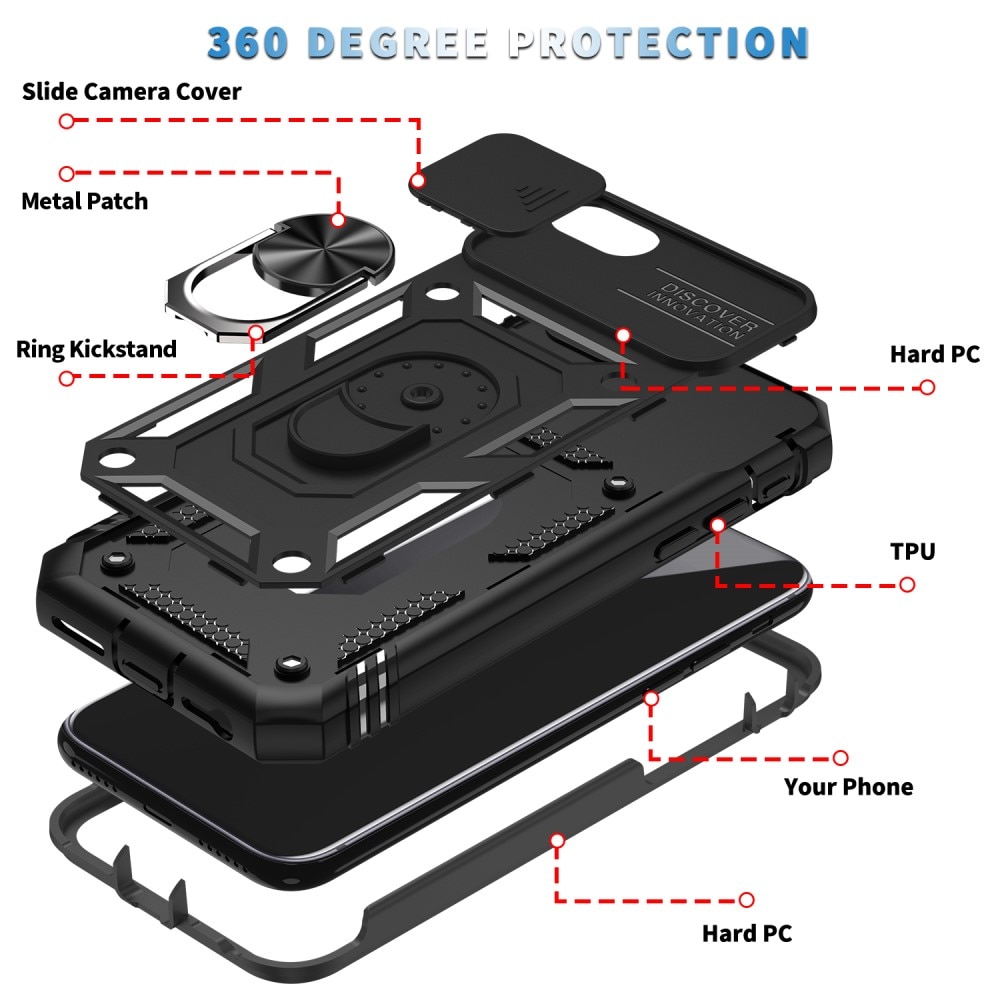 Hybridcover Tech Ring+Kamerabeskyttelse iPhone 7/8/SE sort