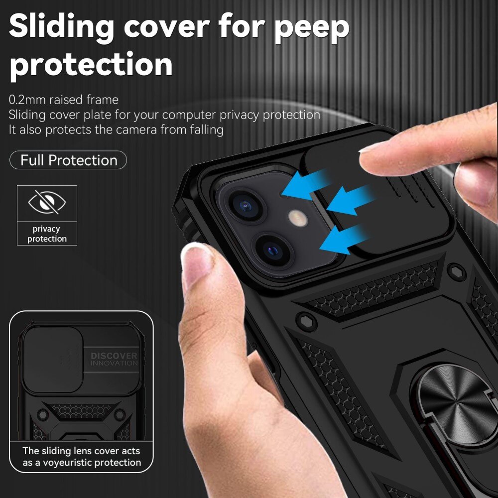 Hybridcover Ring+Camera Protection iPhone 12/12 Pro svart