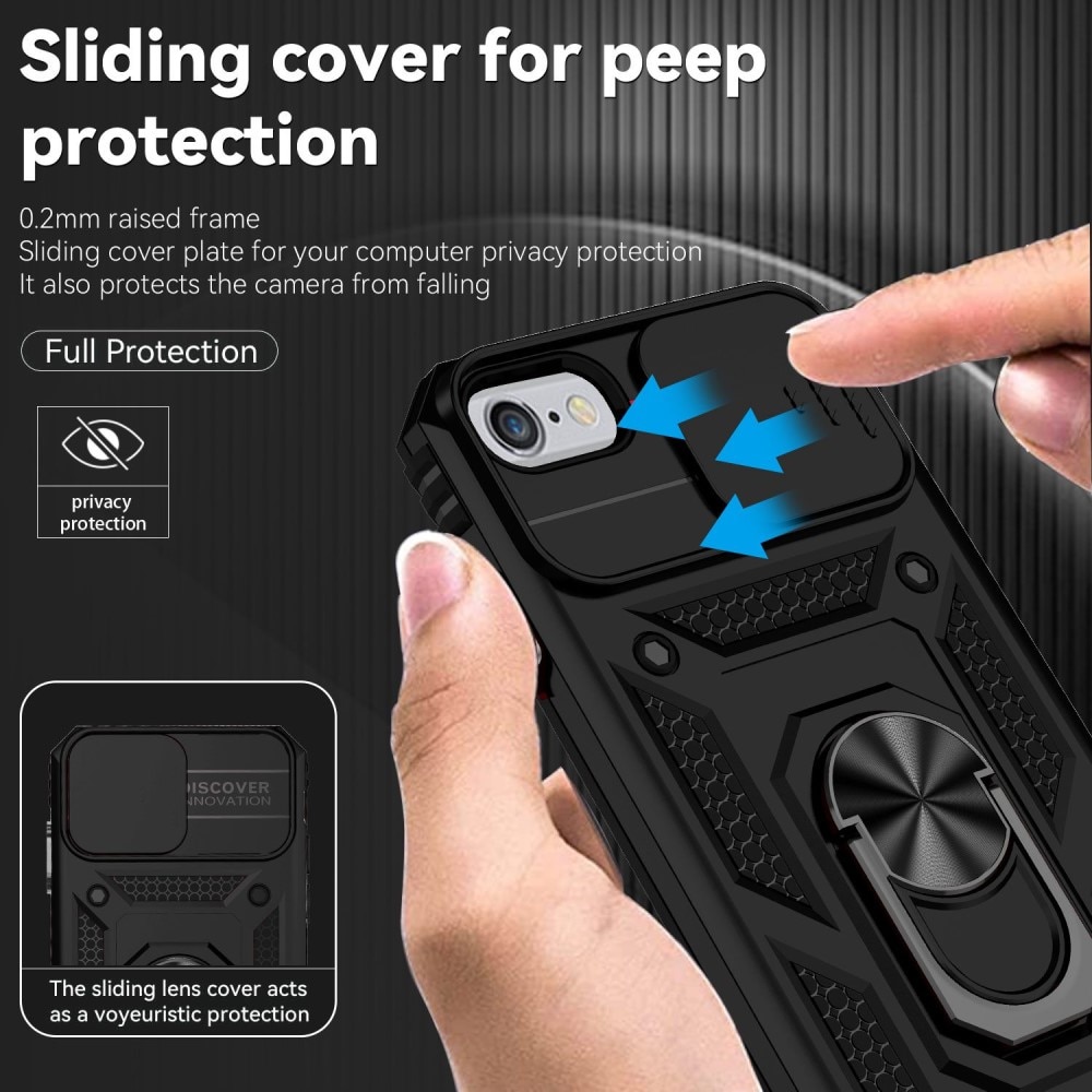 Hybridcover Tech Ring+Kamerabeskyttelse iPhone SE (2022) sort