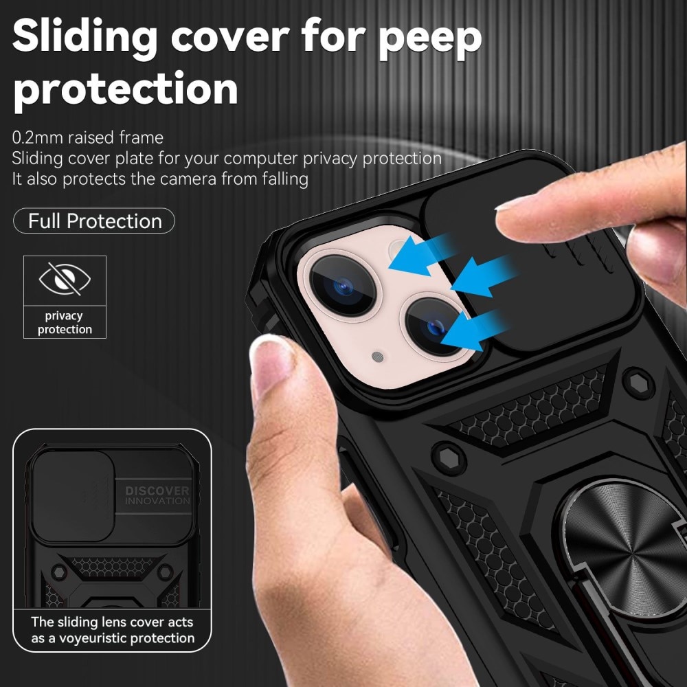 Hybridcover Ring+Camera Protection iPhone 13 svart