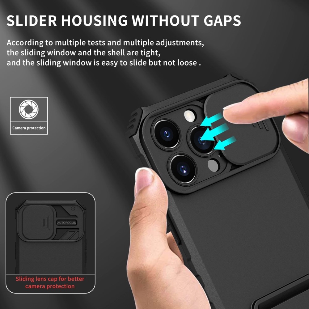 iPhone 13 Pro Kickstand Cover kamerabeskyttelse Sort