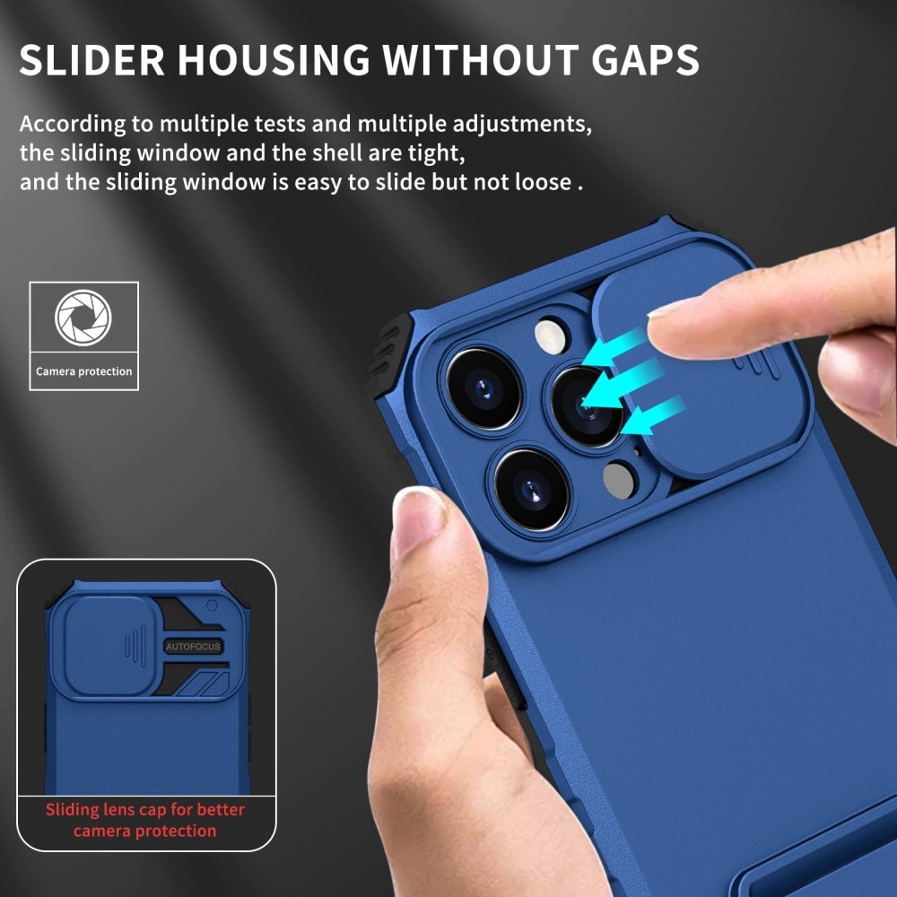 iPhone 13 Pro Kickstand Cover kamerabeskyttelse blå