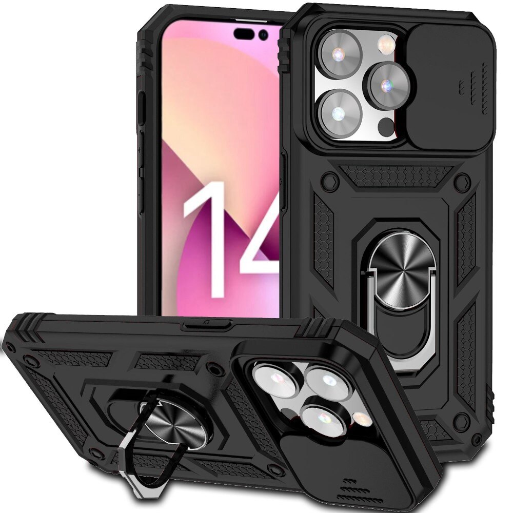 Hybridcover Ring + Kamerabeskyttelse iPhone 14 Pro Max Sort
