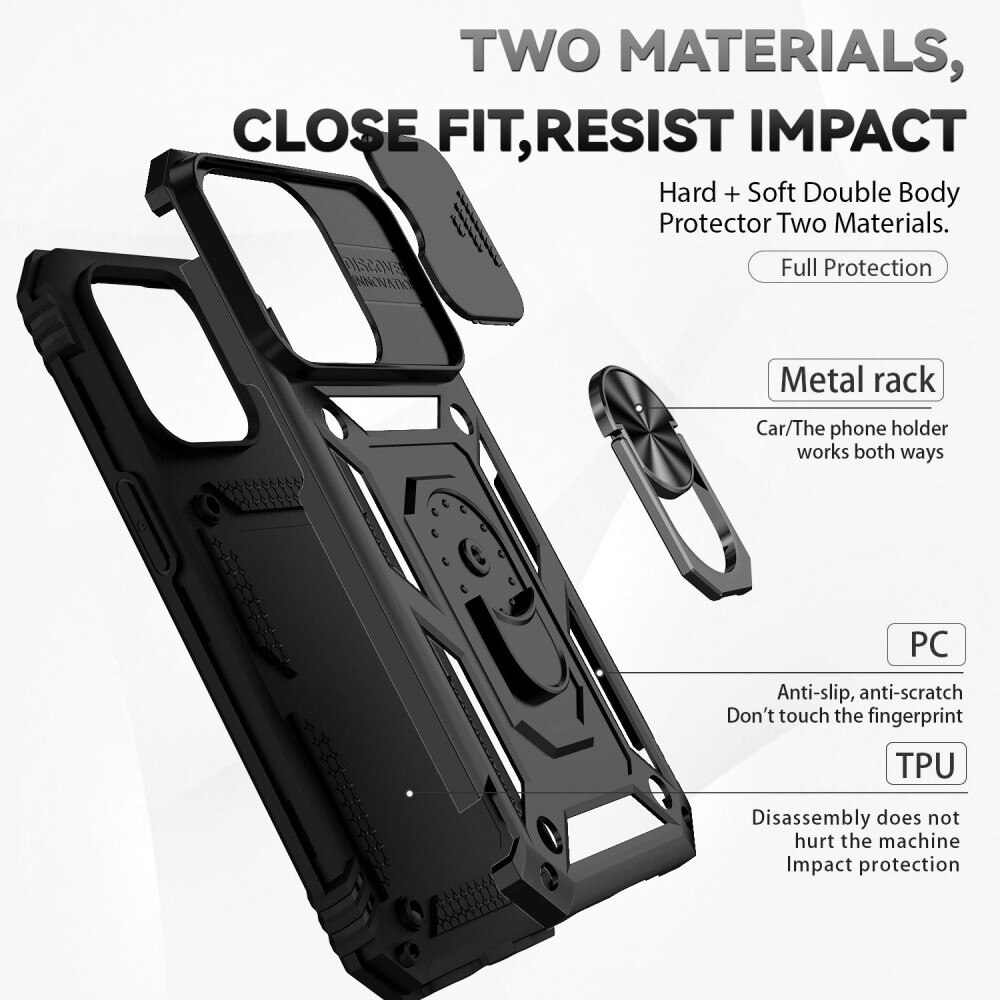 Hybridcover Ring + Kamerabeskyttelse iPhone 14 Pro Max Sort