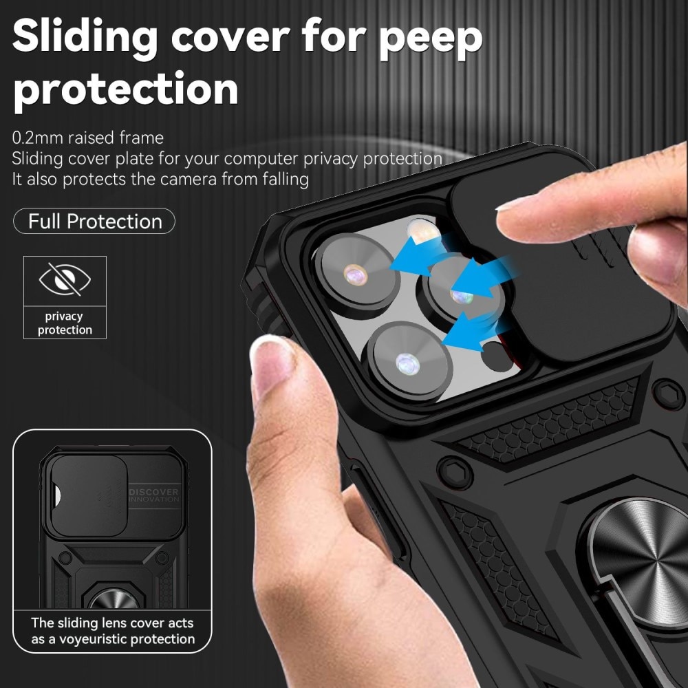 Hybridcover Tech Ring+Kamerabeskyttelse iPhone 14 Pro Max sort