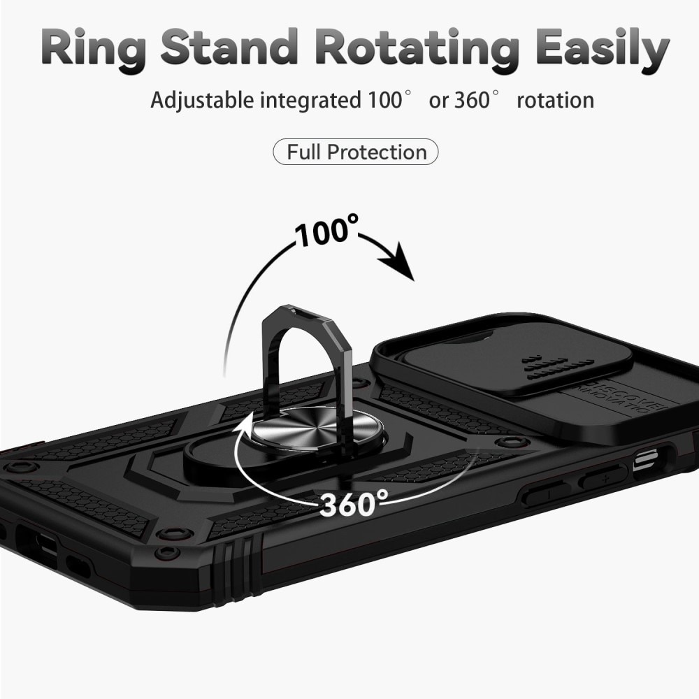 Hybridcover Tech Ring+Kamerabeskyttelse iPhone 14 Pro Max sort