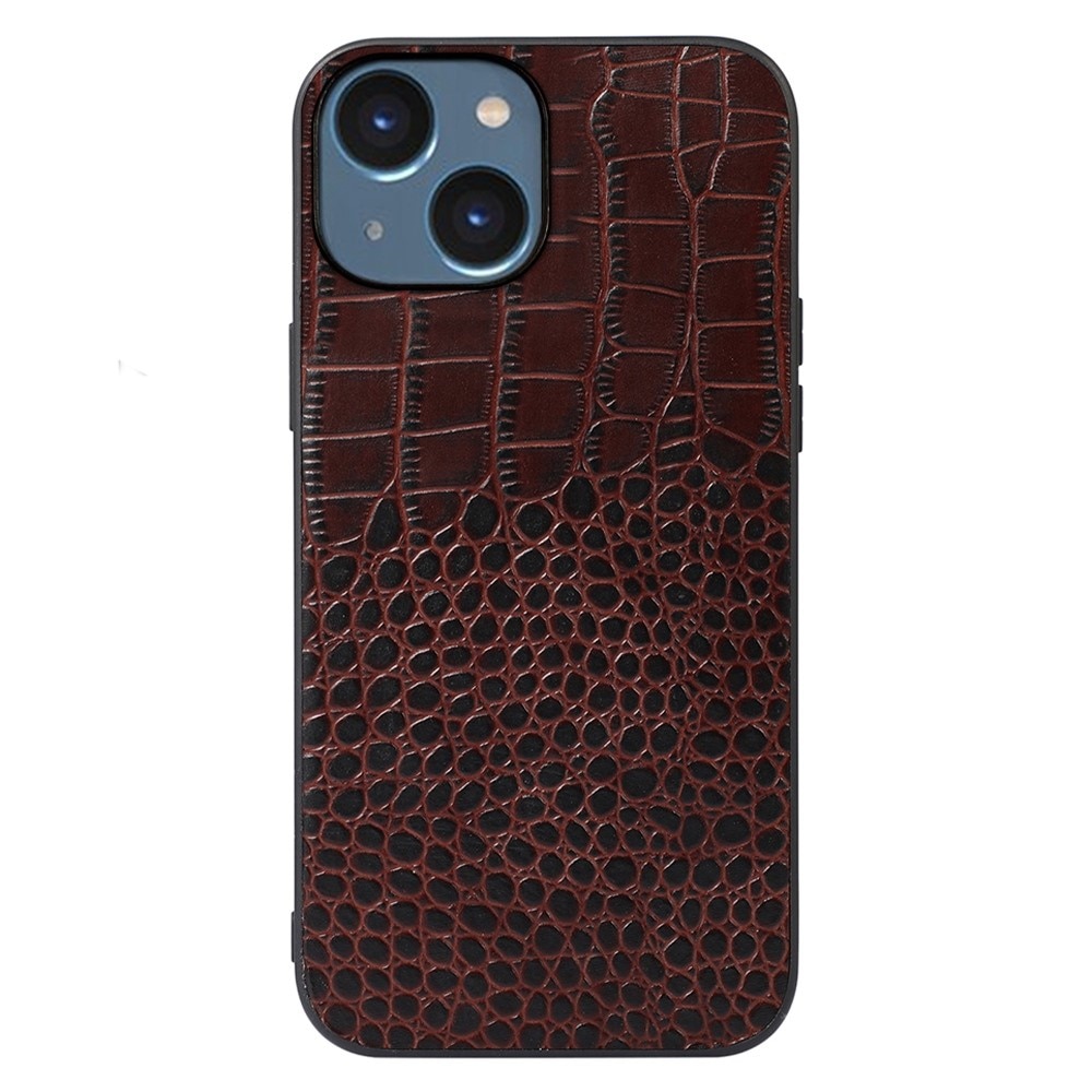 Ægte Læder Cover Krokodille iPhone 14 brun