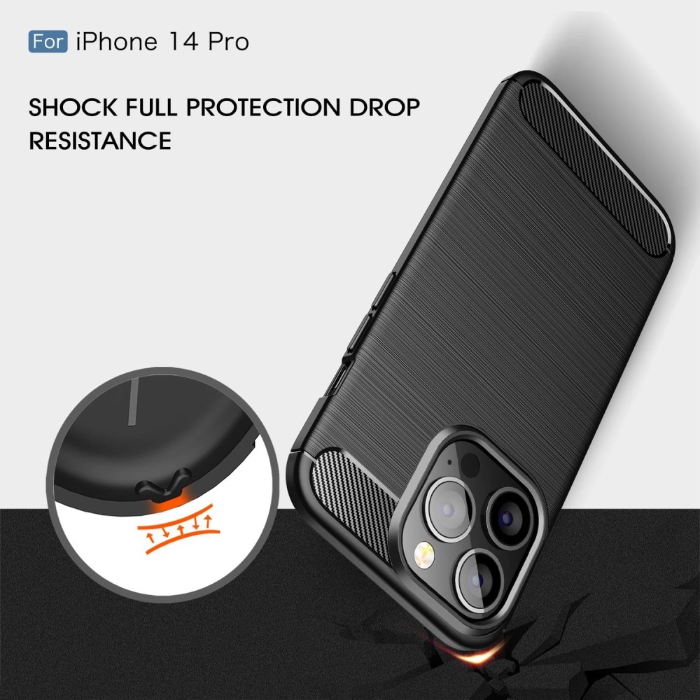 iPhone 14 Pro Cover TPU Brushed Sort