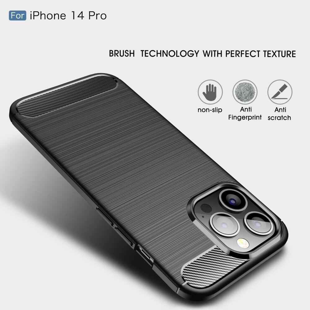 iPhone 14 Pro Cover TPU Brushed Sort