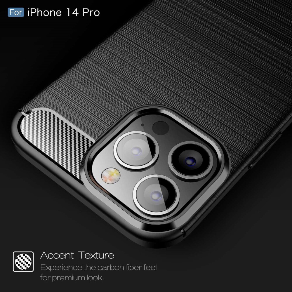 iPhone 14 Pro Cover TPU Brushed Sort