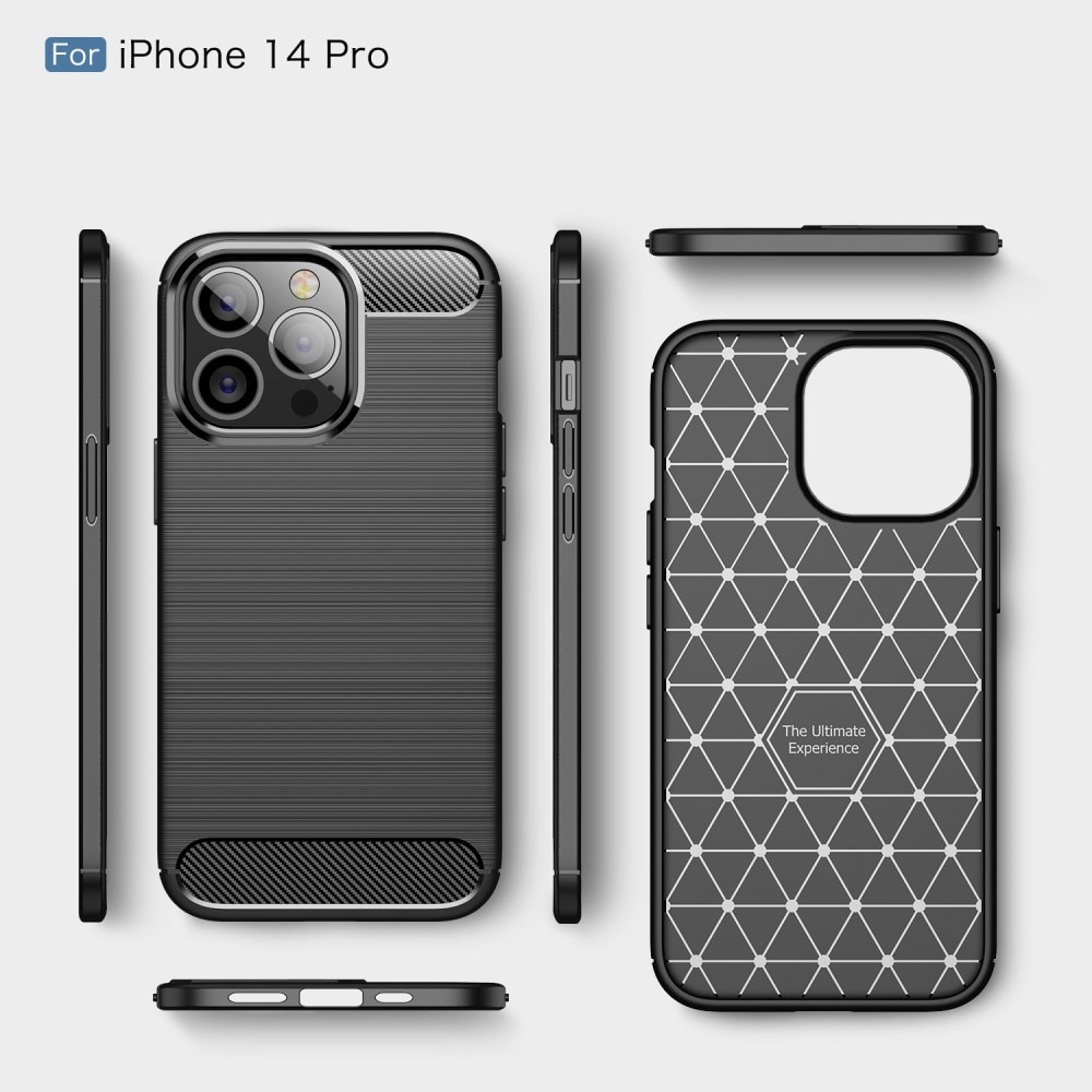 iPhone 14 Pro Cover TPU Brushed Sort