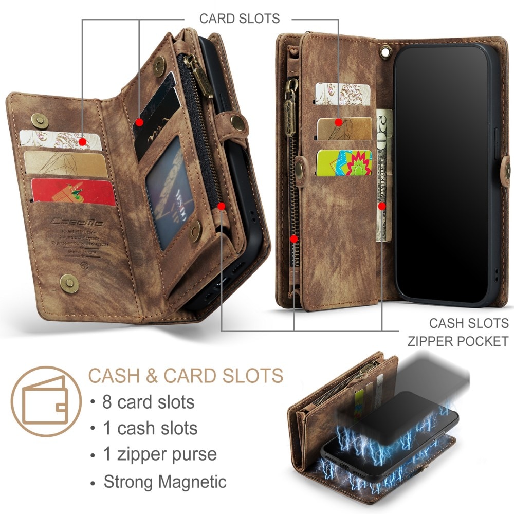 Multi-slot Mobiltaske iPhone 7 Plus/iPhone 8 Plus Brun
