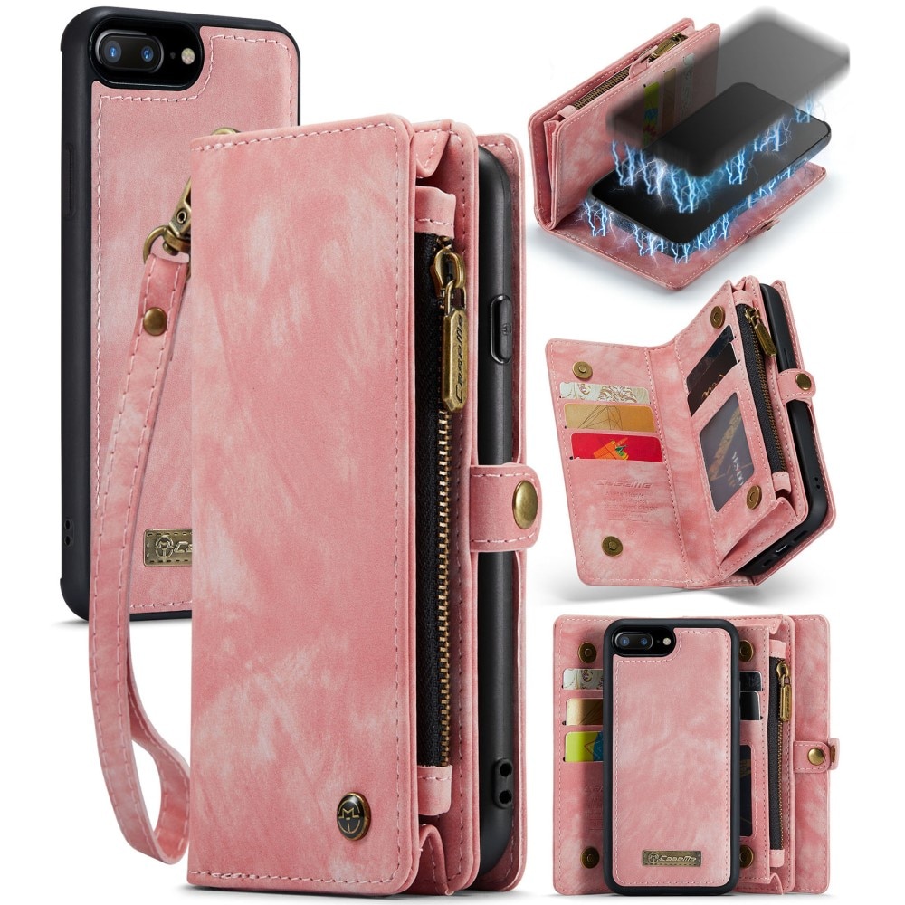 Multi-slot Mobiltaske iPhone 7 Plus/8 Plus lyserød