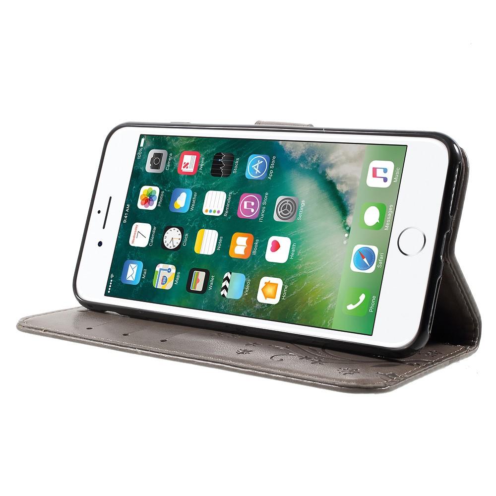 Læderetui Sommerfugle Apple iPhone 7 Plus/iPhone 8 Plus Grå