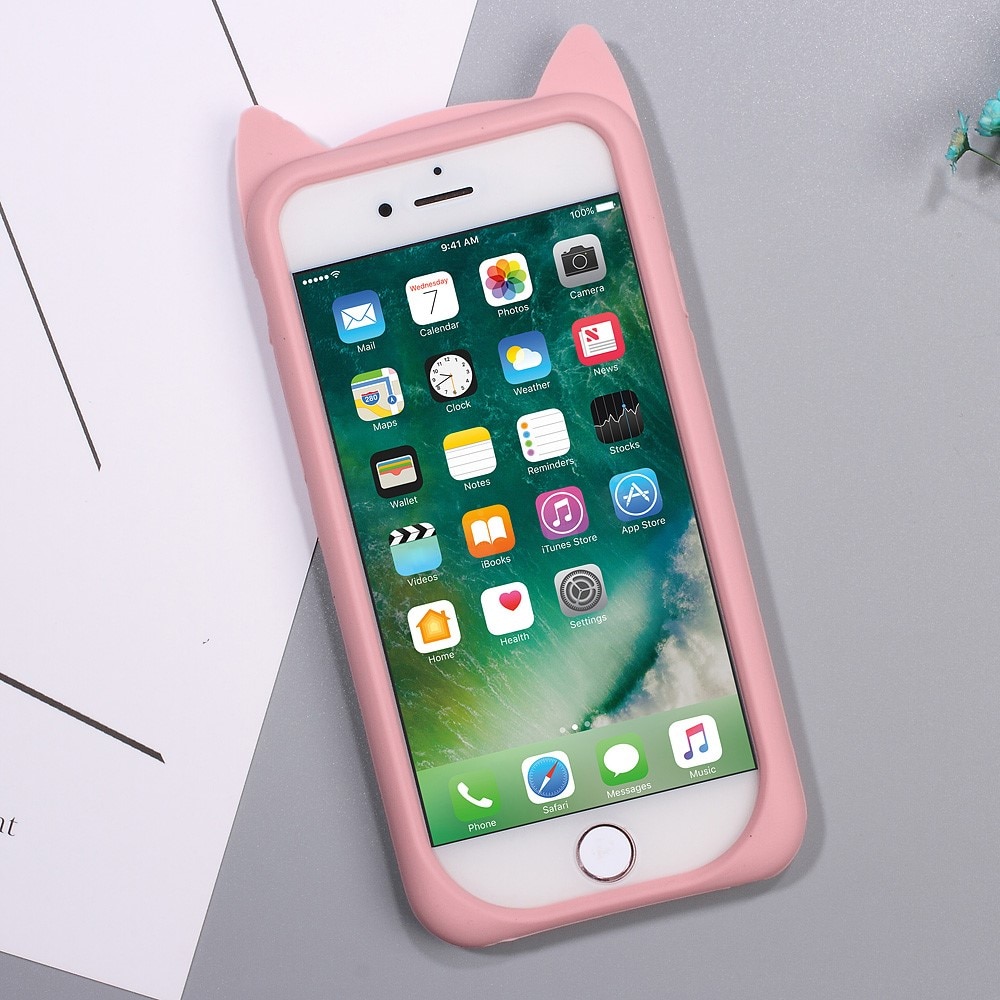 Cover Silikone Kat iPhone SE (2020) lyserød