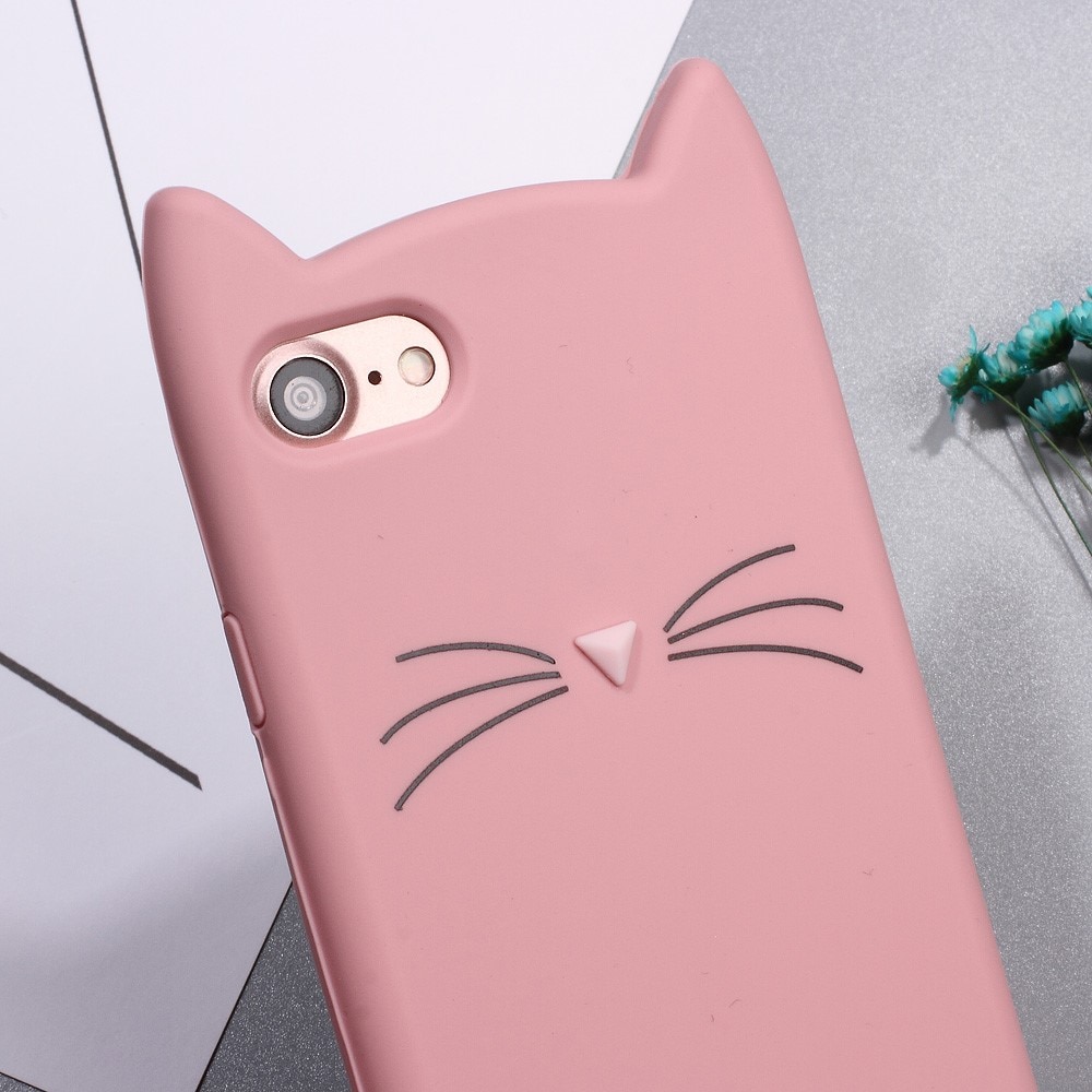 Cover Silikone Kat iPhone SE (2020) lyserød