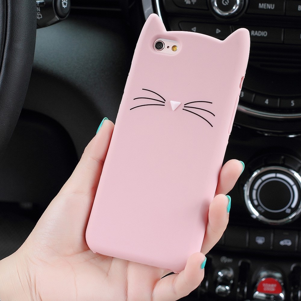 Cover Silikone Kat iPhone SE (2022) lyserød