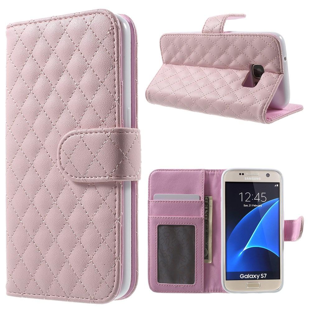 Tegnebogsetui Samsung Galaxy S7 Quilted lyserød
