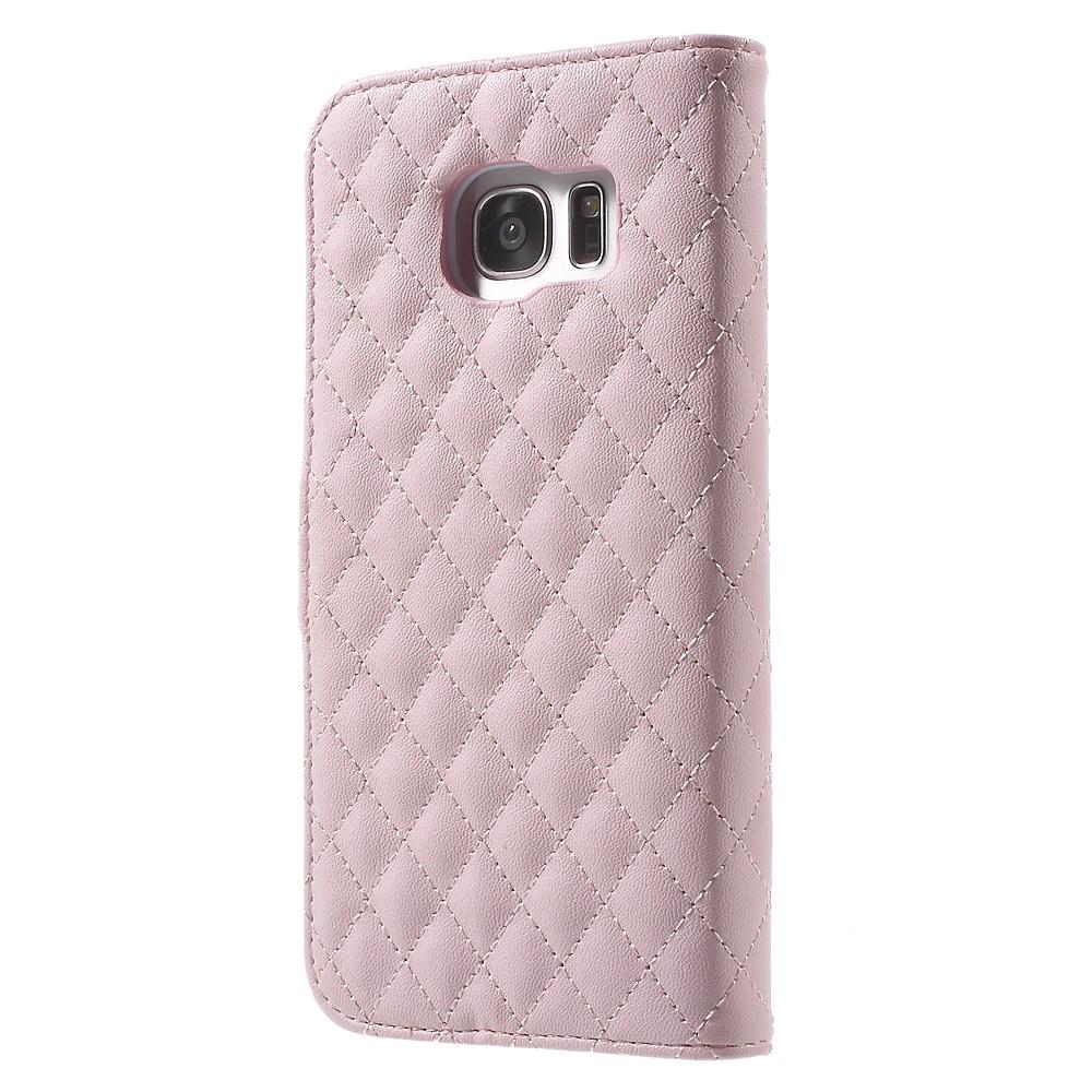 Tegnebogsetui Samsung Galaxy S7 Edge Quilted lyserød