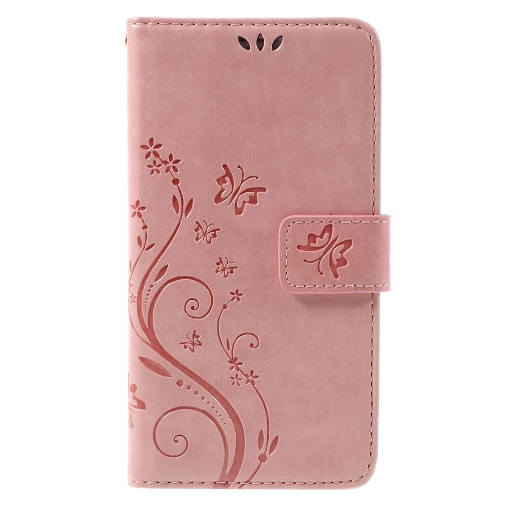 Læderetui Sommerfugle Samsung Galaxy J5 2016 Lyserød