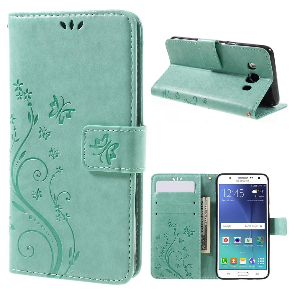 Læderetui Sommerfugle Samsung Galaxy J5 2016 Grøn