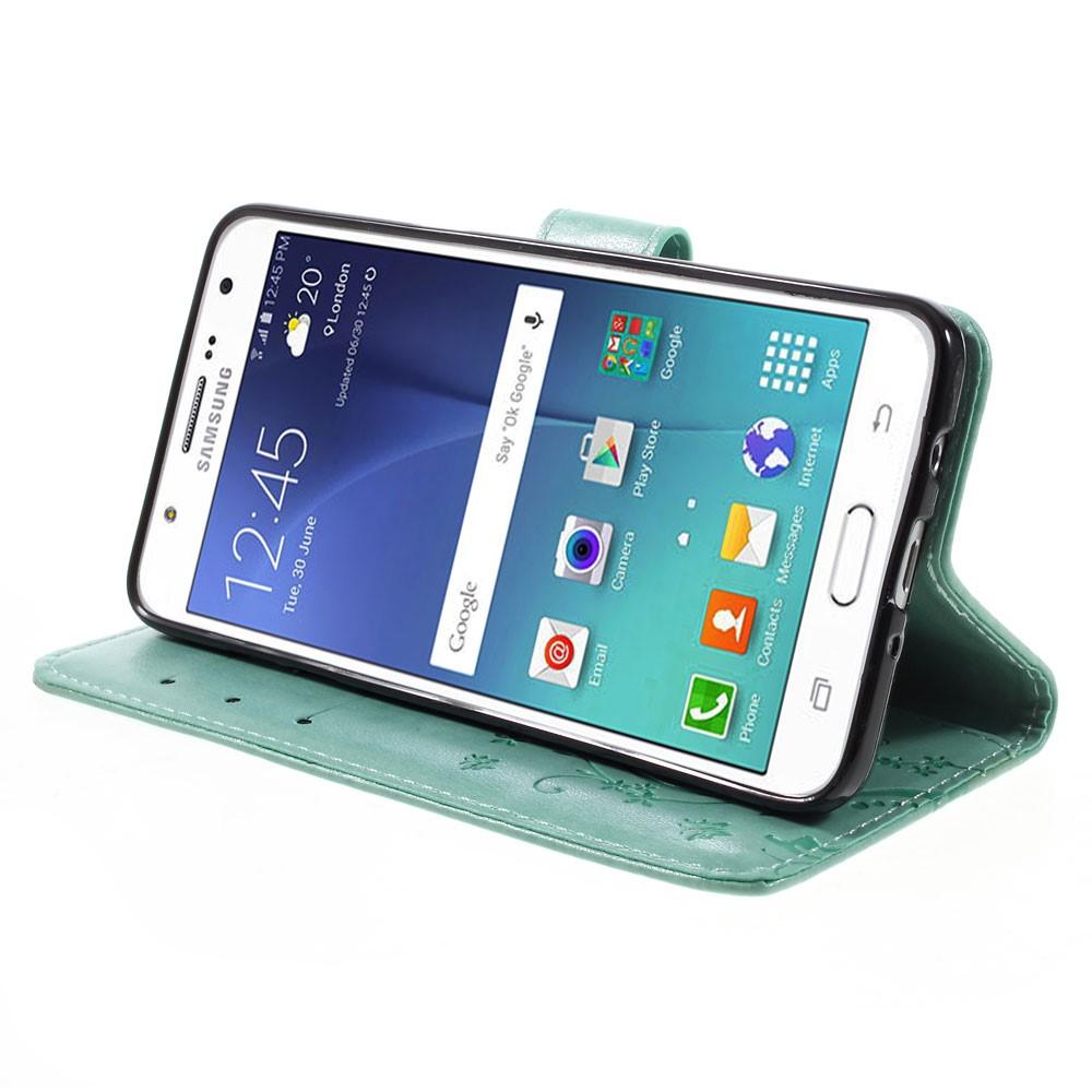 Læderetui Sommerfugle Samsung Galaxy J5 2016 Grøn