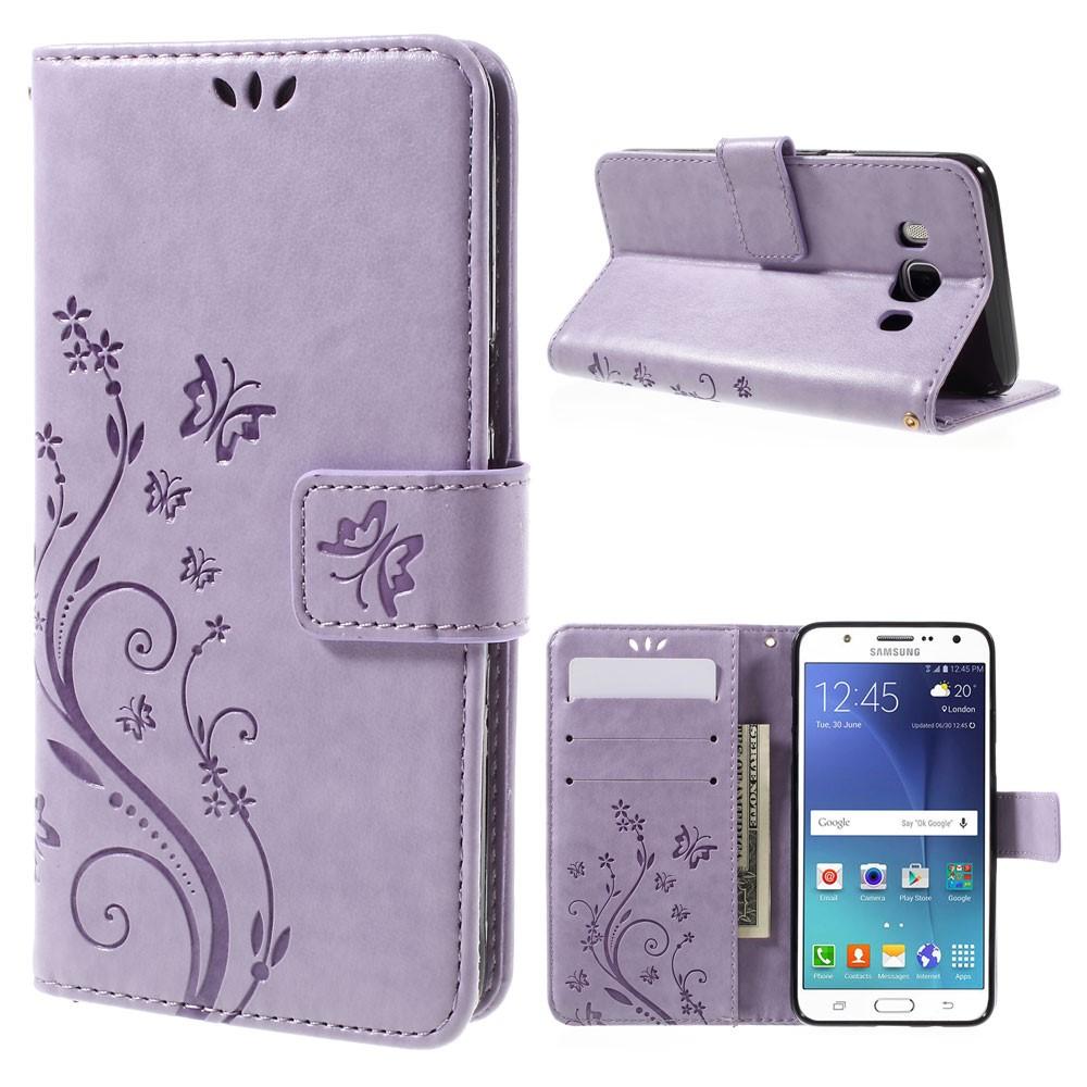 Læderetui Sommerfugle Samsung Galaxy J5 2016 Lilla