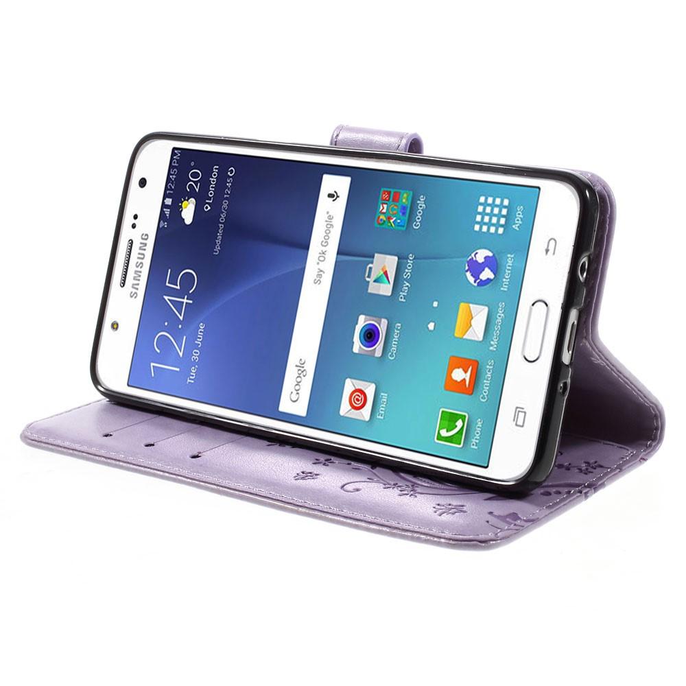Læderetui Sommerfugle Samsung Galaxy J5 2016 Lilla