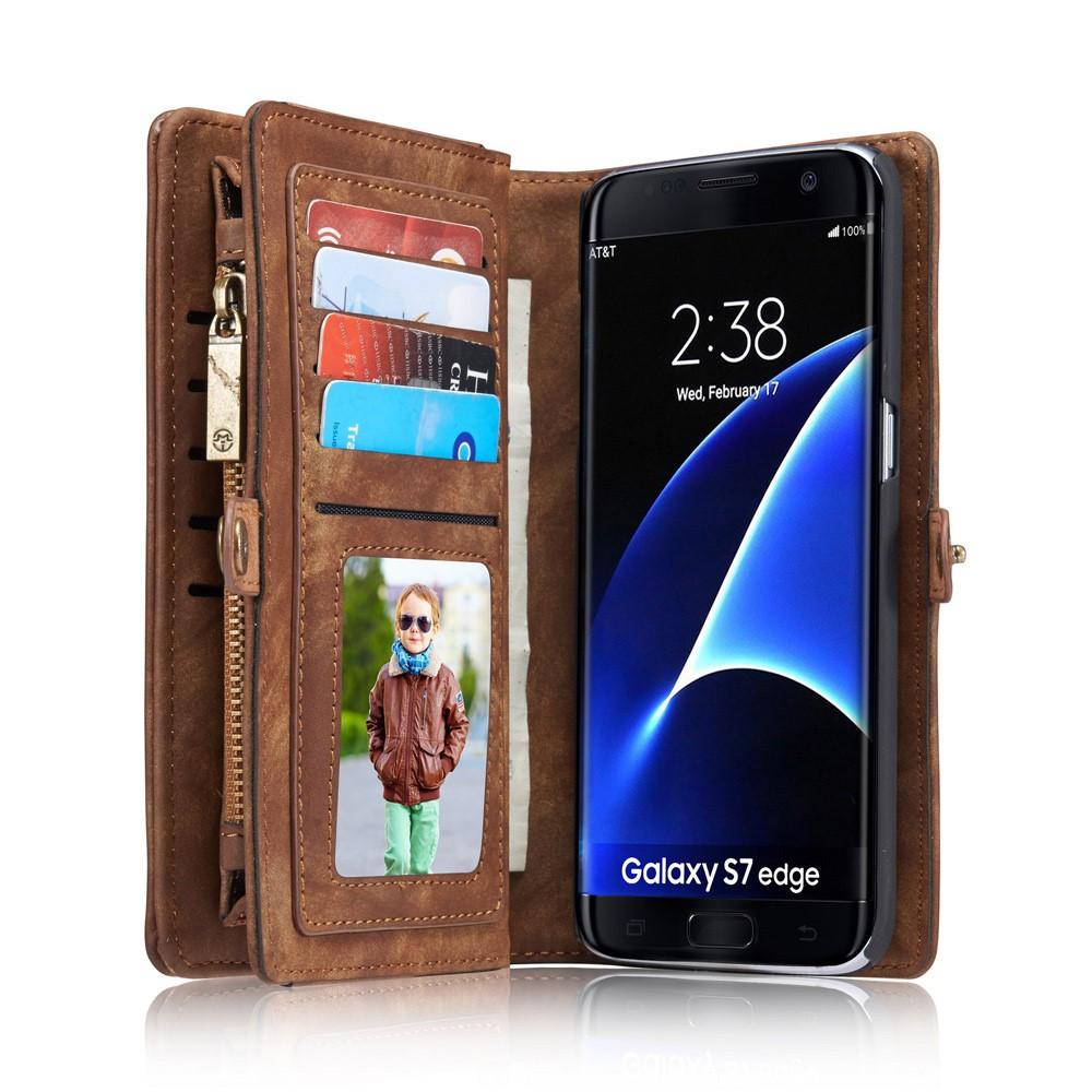 Multi-slot Mobiltaske Galaxy S7 Edge brun