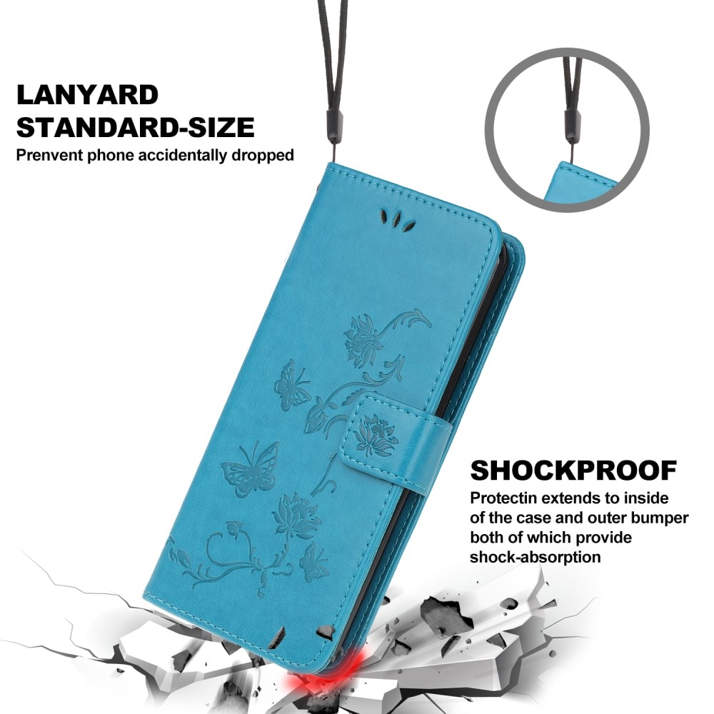 Læderetui Sommerfugle Samsung Galaxy A22 5G Blå