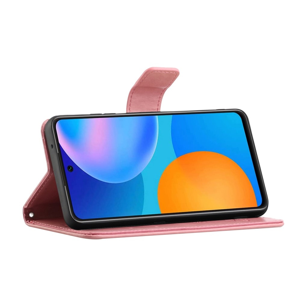 Læderetui Sommerfugle Samsung Galaxy A82 5G lyserød