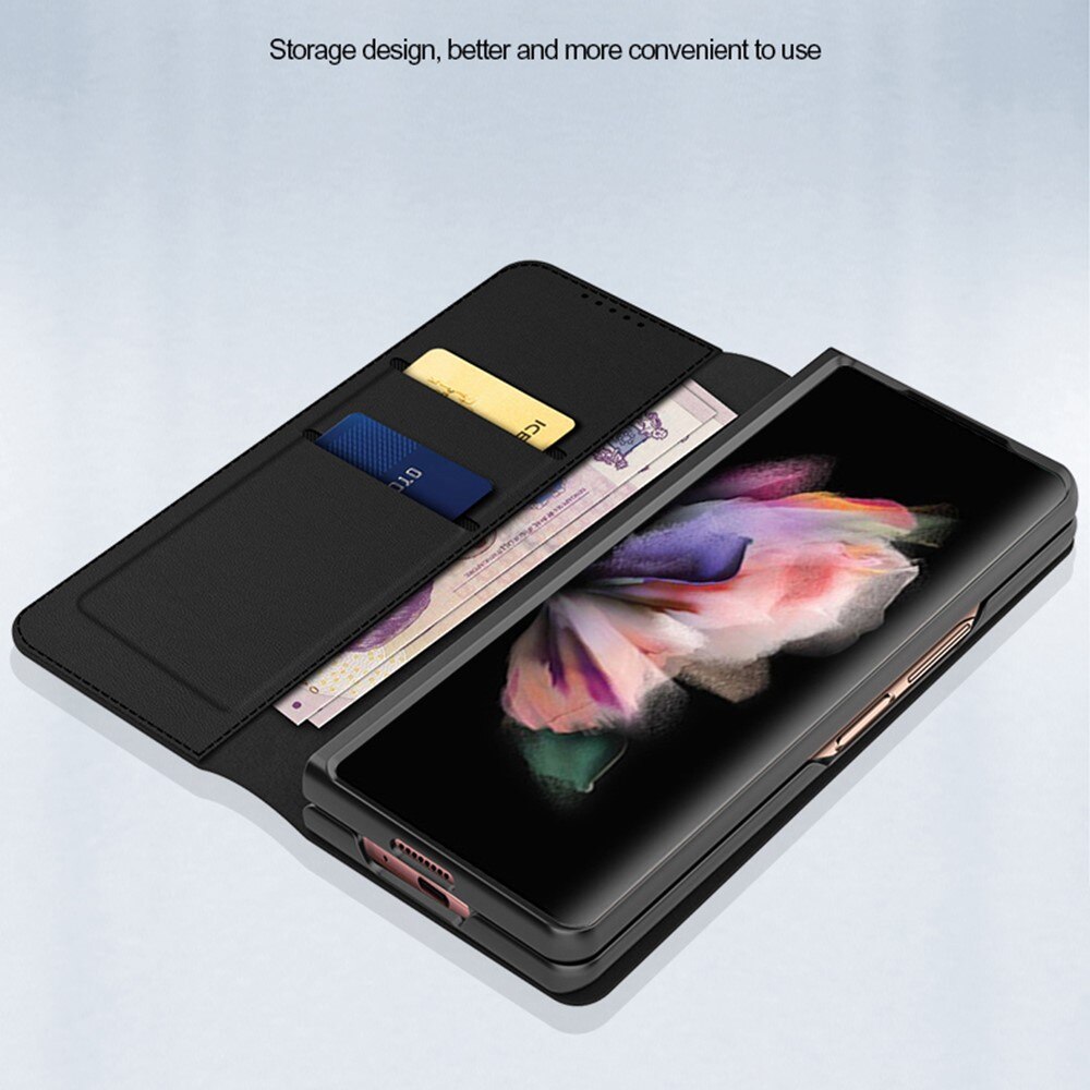 Ægte Læderetui Samsung Galaxy Z Fold 3 Sort