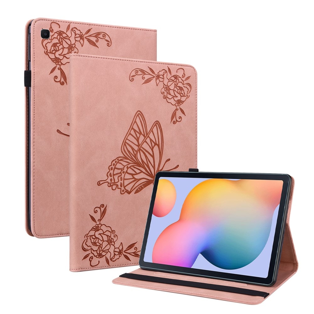 Læderetui Sommerfugle Samsung Galaxy Tab S6 Lite 10.4 lyserød
